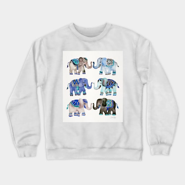 grey blue elephants Crewneck Sweatshirt by CatCoq